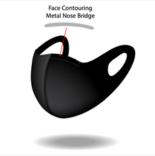 Load image into Gallery viewer, Reusable Black S Pattern Mask with Contouring Nose Bridge