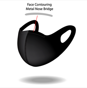 Reusable Black S Pattern Mask with Contouring Nose Bridge